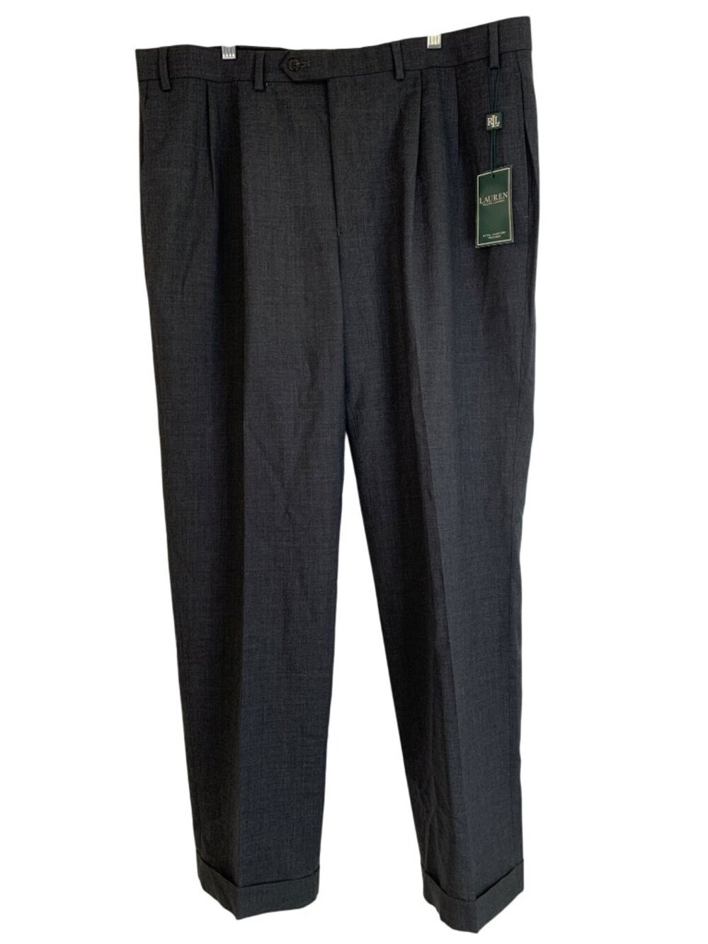 Lauren Ralph Lauren Mens Superfine Stretch Dress Pants 38 x 32 Gray All Season C